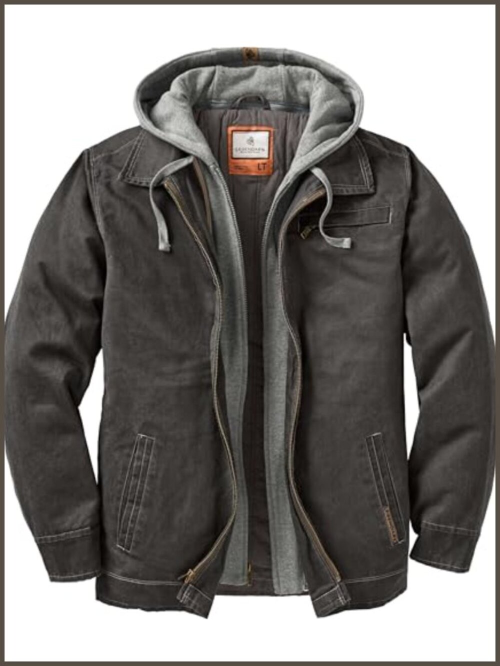 Waxed Cotton Water Resistant Jacket Removable Fleece Hood